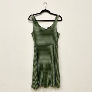 Old Navy Striped Green Fit and Flare Dress